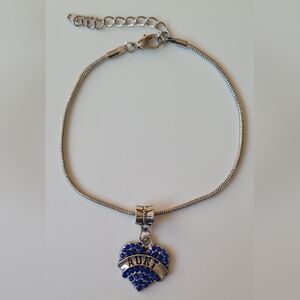 Snake Chain Charm Bracelet Blue Aunt Rhinestone Heart